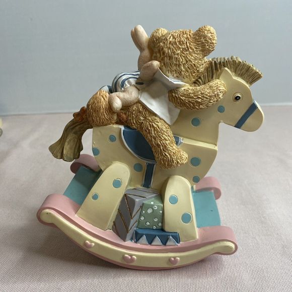 Gift Wrapped Music Box. Rocking Horse ,Teddy Bear, & Rabbit. - Picture 4 of 7